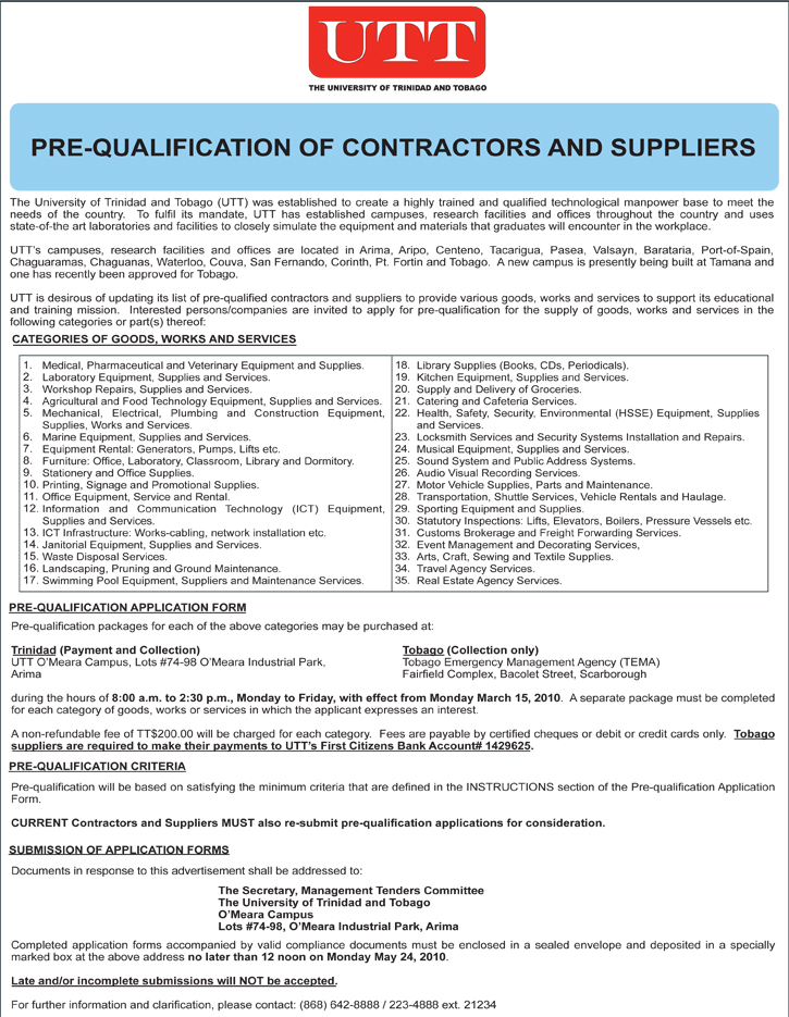 Prequalification of Contractors and Suppliers